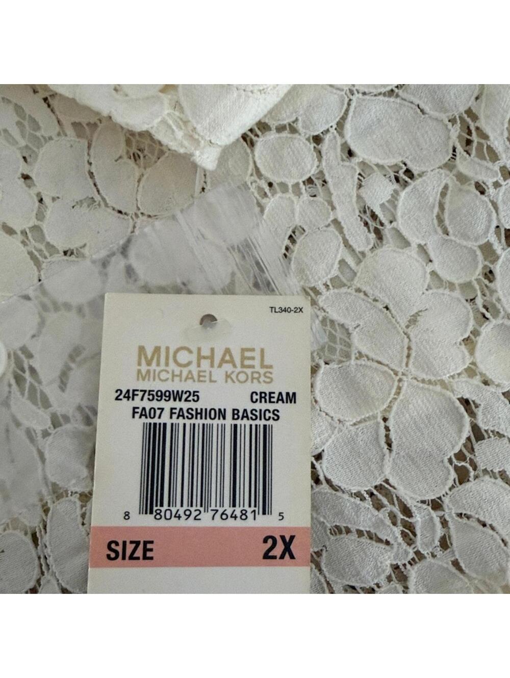 Michael Kors Lace Sheer Button-Down Shirt Blouse Long Sleeves Size 2X - Picture 2 of 5